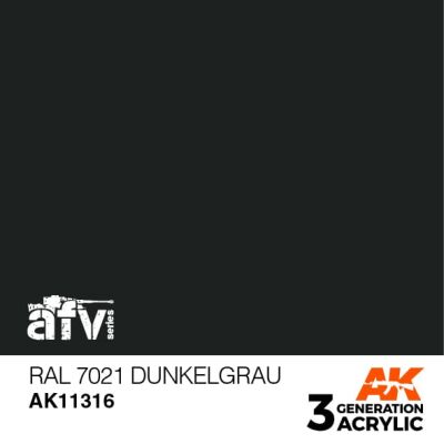 Acrylic paint RAL 7021 DUNKELGRAU – AFV AK-interactive AK11316 детальное изображение AFV Series AK 3rd Generation