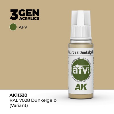 Акриловая краска RAL 7028 DUNKELGELB (VARIANT) / Тёмно - жёлтый – AFV АК-интерактив AK11320 детальное изображение AFV Series AK 3rd Generation