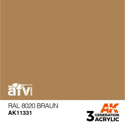 Акриловая краска RAL 8020 BRAUN / Жёлто - коричневый – AFV АК-интерактив AK11331 детальное изображение AFV Series AK 3rd Generation