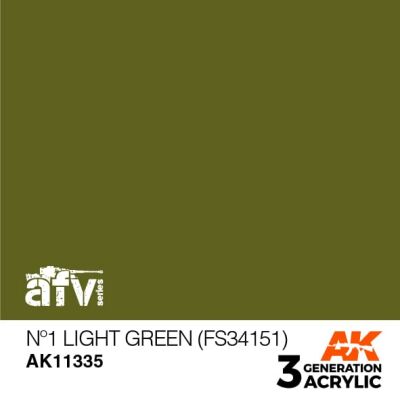 Акрилова краска Nº1 LIGHT GREEN Світло - зелений – AFV (FS34151) АК-interactive AK11335 детальное изображение AFV Series AK 3rd Generation
