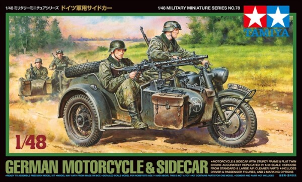 Збірна модель 1/48 Німецький мотоцикл з коляскою Tamiya 32578 детальное изображение Мотоциклы Военная техника