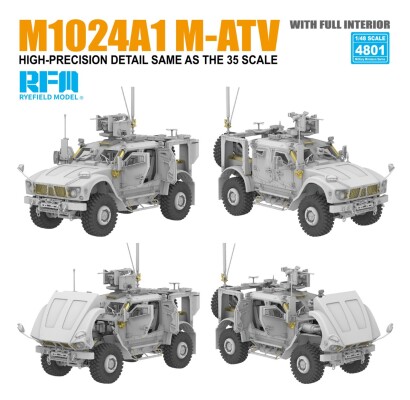 Сборная модель 1/48 Американский бронеавтомобиль МРАП M1240A1 M-ATV (с полным интерьером ) РФМ 4801 детальное изображение Автомобили 1/48 Автомобили