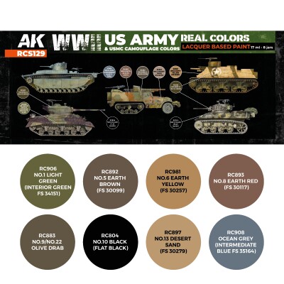 A set of Real Colors lacquer based paints WWII RAF Day Fighter Scheme AK-Interactive RCS 129 детальное изображение Наборы красок Краски