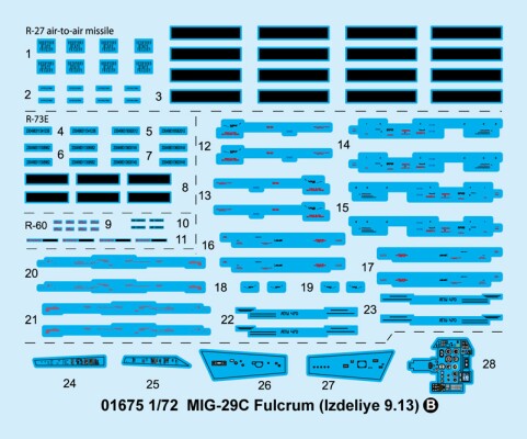 Збірна модель 1/72 Винищувач МіГ-29С Fulcrum (Izdeliye 9.13) Trumpeter 01675 детальное изображение Самолеты 1/72 Самолеты