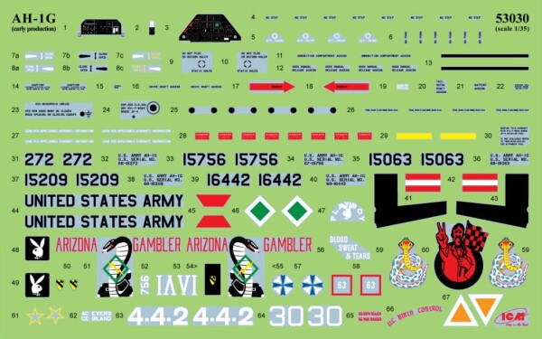 Scale model 1/35 American helicopter AH-1G Cobra (early production) ICM 53030 детальное изображение Вертолеты 1/35 Вертолеты