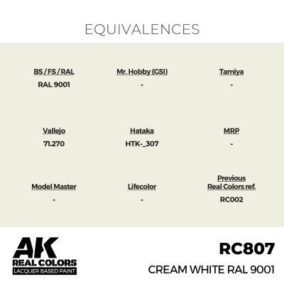 Акрилова фарба на спиртовій основі Cream White / Кремовий Білий RAL 9001 AK-interactive RC807 детальное изображение Real Colors Краски