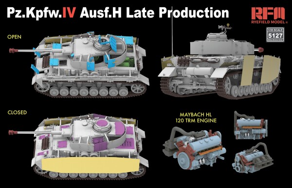 Збірна модель 1/35 Танк Pz.Kpfw.IV Ausf.H пізнього виробництва RFM RM-5127 детальное изображение Бронетехника 1/35 Бронетехника