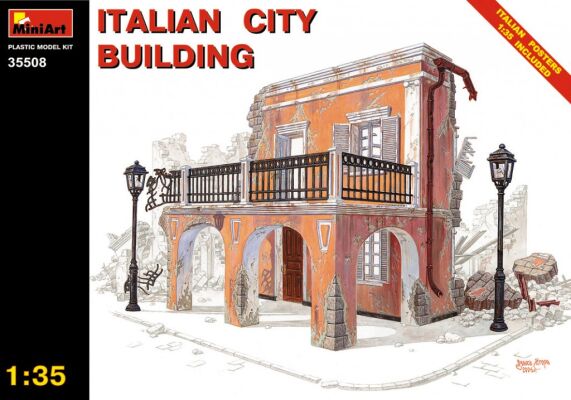 Итальянское городское здание детальное изображение Строения 1/35 Диорамы