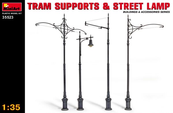 Scale model 1/35 Set tram supports and street lamp Miniart 35523 детальное изображение Строения 1/35 Диорамы