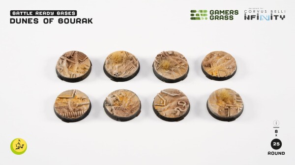 Підставка для фігур Dunes of Bourak - Round 25 мм 8 шт Gamers Grass GGB-DBR25 детальное изображение Разное Инструменты