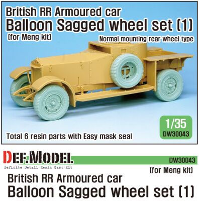 British RR Armoured car balloon Sagged Wheel set- Early ( for Meng 1/35) детальное изображение Смоляные колёса Афтермаркет