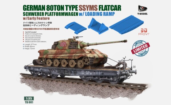 Німецька важка платформа-вагон 1/35 типу SSyms  80 т та рампа для завантаження T-Model TB001 детальное изображение Железная дорога 1/35 Железная дорога