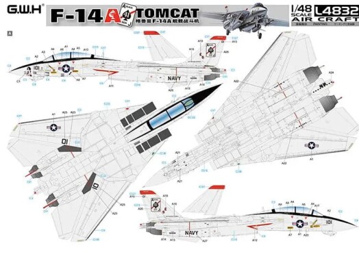 Збірна модель 1/48 Літак F-14A Tomcat Great Wall Hobby L4832 детальное изображение Самолеты 1/48 Самолеты