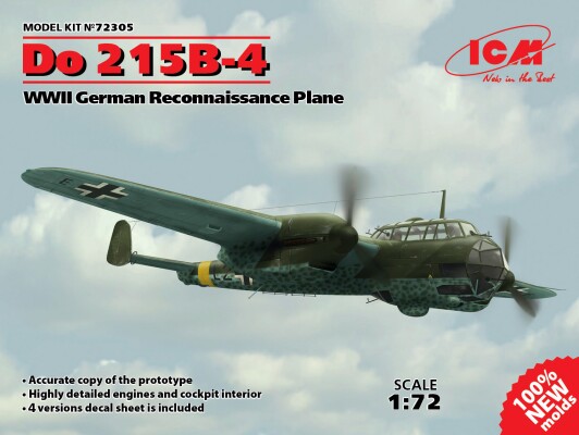 Збірна модель 1/72 Літак Dornier Do 215B-4 ICM 72305 детальное изображение Самолеты 1/72 Самолеты