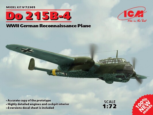 Scale model 1/72 Airplane Dornier Do 215B-4 ICM 72305 детальное изображение Самолеты 1/72 Самолеты