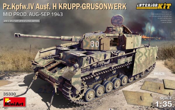 Збірна модель німецького середнього танка Pz.Kpfw.IV Ausf. H KRUPP-GRUSONWERK з інтер'єром. детальное изображение Бронетехника 1/35 Бронетехника