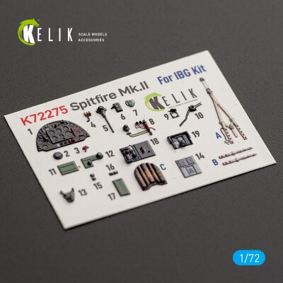 Supermarine Spitfire Mk.II декаль інтер'єр для комплекту IBG 1/72 KELIK K72275 детальное изображение 3D Декали Афтермаркет