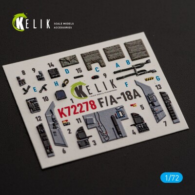 F/A-18 A Hornet декаль інтер'єр для комплекту Academy 12411 1/72 KELIK K72278 детальное изображение 3D Декали Афтермаркет