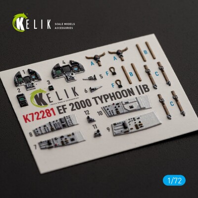 Eurofighter Typhoon EF-2000 декаль інтер'єр для комплекту Italeri 1/72 KELIK K72281 детальное изображение 3D Декали Афтермаркет