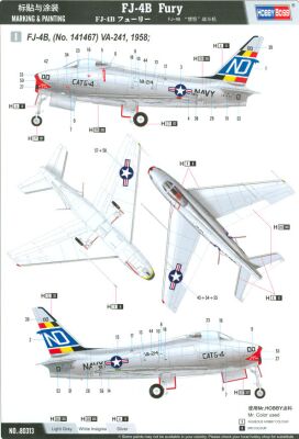 Buildable model of the American fighter-bomber FJ-4B &quot;Fury&quot; детальное изображение Самолеты 1/48 Самолеты
