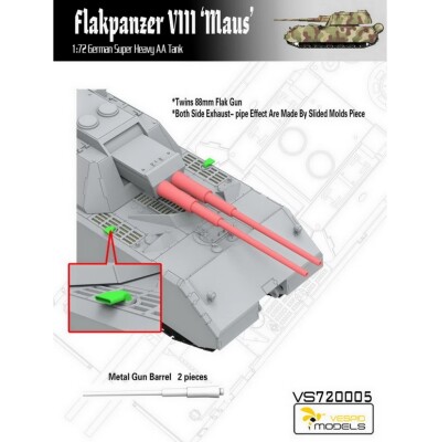 Збірна модель 1/72 Німецький надважкий зенітний танк Flakpanzer VIII Maus Vespid Models VS720005 детальное изображение Бронетехника 1/72 Бронетехника