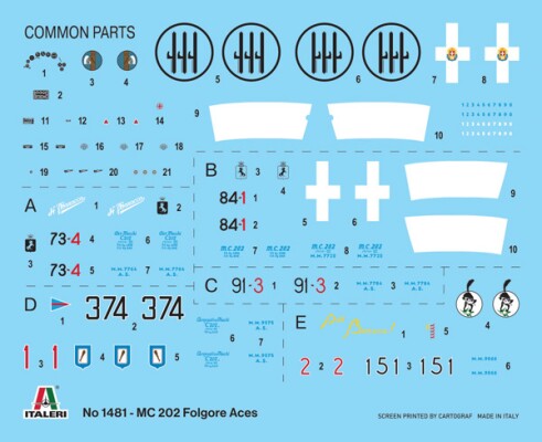 Сборная модель 1/72 Самолет Macchi MC.202 Folgore "Aces" - 5 версий Regia Aeronautica Aces Italeri детальное изображение Самолеты 1/72 Самолеты