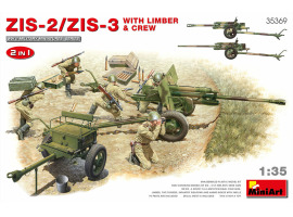 обзорное фото Scale model 1/35 ZiS-2/ZiS-3 gun with front and crew, 2 in 1 MiniArt 35369 Artillery 1/35