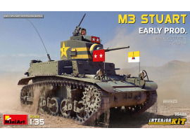 обзорное фото Збірна модель 1/35 Танк M3 Stuart, ранній випуск з інтер'єром MiniArt 35404 Бронетехніка 1/35