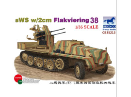 обзорное фото Сборная модель 1/35 Немецкий полугусеничный тягач sWS с зенитной пушкой Flakvierling 38 Бронко 35213 Артиллерия 1/35