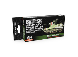 обзорное фото A set of Real Colors lacquer based paints British Army AFV Desert Colors. North Africa and Mediterranean 1940-1943 AK-Interactive RCS 127 Paint sets