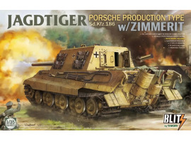 обзорное фото Збірна модель 1/35 САУ Jagdtiger Sd.Kfz. 186 (Porsche production type) з циммеритом Takom 8012 Бронетехніка 1/35