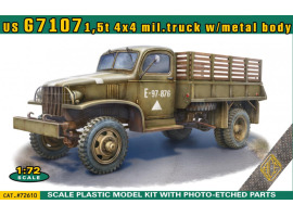 Збірна модель 1/72 Американська армійська вантажівка G7107 вантажопідйомністю 1,5 тонни, повнопривідна, з металевим кузовом ACE 72610