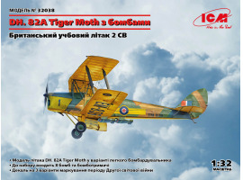 обзорное фото Сборная модель 1/32 Британский учебный самолет DH. 82A Tiger Moth с бомбами ICM 32038 Самолеты 1/32