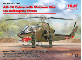 обзорное фото Scale model 1/32 American helicopter AH-1G Cobra AH-1G Cobra with US helicopter pilots during the Vietnam War ICM 32062 Helicopters 1/32