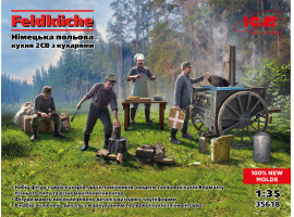 Сборная модель 1/35 Фигуры Немецкая полевая кухня 2СВ с поварами Feldküche ICM 35618