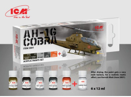 обзорное фото Cobra AH-1G (US Attack Helicopter) Acrylic Paint Kit ICM3001 Paint sets