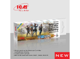 Set of acrylic paints for the  "Confederate Infantry" (American Civil War) ICM 3034