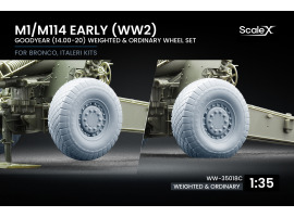 обзорное фото Набір коліс для гаубиці M1/M114 ранній (WW2) (звичайні та деформовані) від Bronco, Italeri ScaleX WW-35018C Колеса