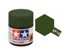 обзорное фото Акриловая краска на спиртовой основе Матовый Японский Армейский Зеленый 10мл Тамия XF-13 Акриловые краски