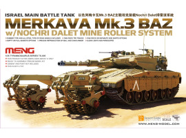 обзорное фото Збірна модель 1/35 Ізраїльський танк Merkava Mk3 BAZ з мінним тралом Nochri Dalet Meng TS-005 Бронетехніка 1/35