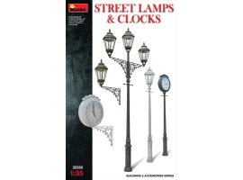 обзорное фото Street lampposts with street clock Accessories 1/35