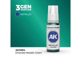 Акриловая краска EMERALD METALLIC GREEN METALLIC - ИЗУМРУДНЫЙ МЕТАЛЛИК / INK АК-интерактив AK11204