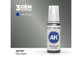 Акрилова фарба OILY STEEL METALLIC - МАСЛЯНА СТАЛЬ МЕТАЛІК / INK АК-Interactive AK11211