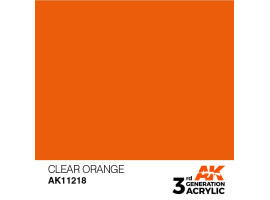 обзорное фото Акриловая краска CLEAR ORANGE STANDARD - ПРОЗРАЧНЫЙ ОРАНЖЕВЫЙ / INK АК-интерактив AK11218 Standart Color
