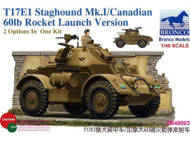 обзорное фото Збірна модель 1/48 Бронеавтомобіль T17E1 Staghound Mk.I / Канадська версія з пусковими установками 60-фунтових ракет Bronco ZB48003 Бронетехніка 1/48