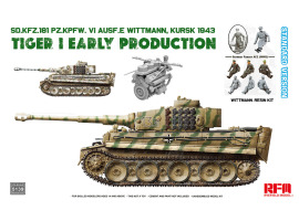 обзорное фото Збірна модель 1/35 Танк Тигр I Sd.Kfz.181 раннього випуску Курск 1943 з Віттманом (фігурка зі смоли) Rye Field Model RFM 5139 Бронетехніка 1/35