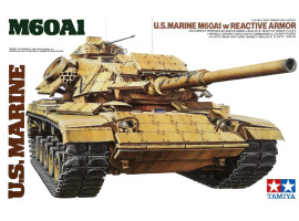 обзорное фото Збірна модель 1/35 Танк M60A1 морської піхоти США з динамічним захистом Tamiya 35157 Бронетехніка 1/35
