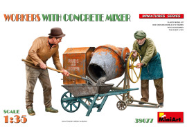 обзорное фото Scale model 1/35 Figures Workers with a concrete mixer MiniArt 38077 Figures 1/35