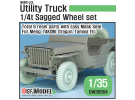обзорное фото WW2 U.S Willys MB Sagged wheel set(2) (for Tamiya, Takom, Dragon, Meng 1/35) Смоляные колёса