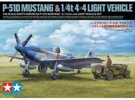 Збірна модель 1/48 Літак P-51D МУСТАНГ & 1/4-TON 4×4 Легкий Транспорт Тамія TAM25205